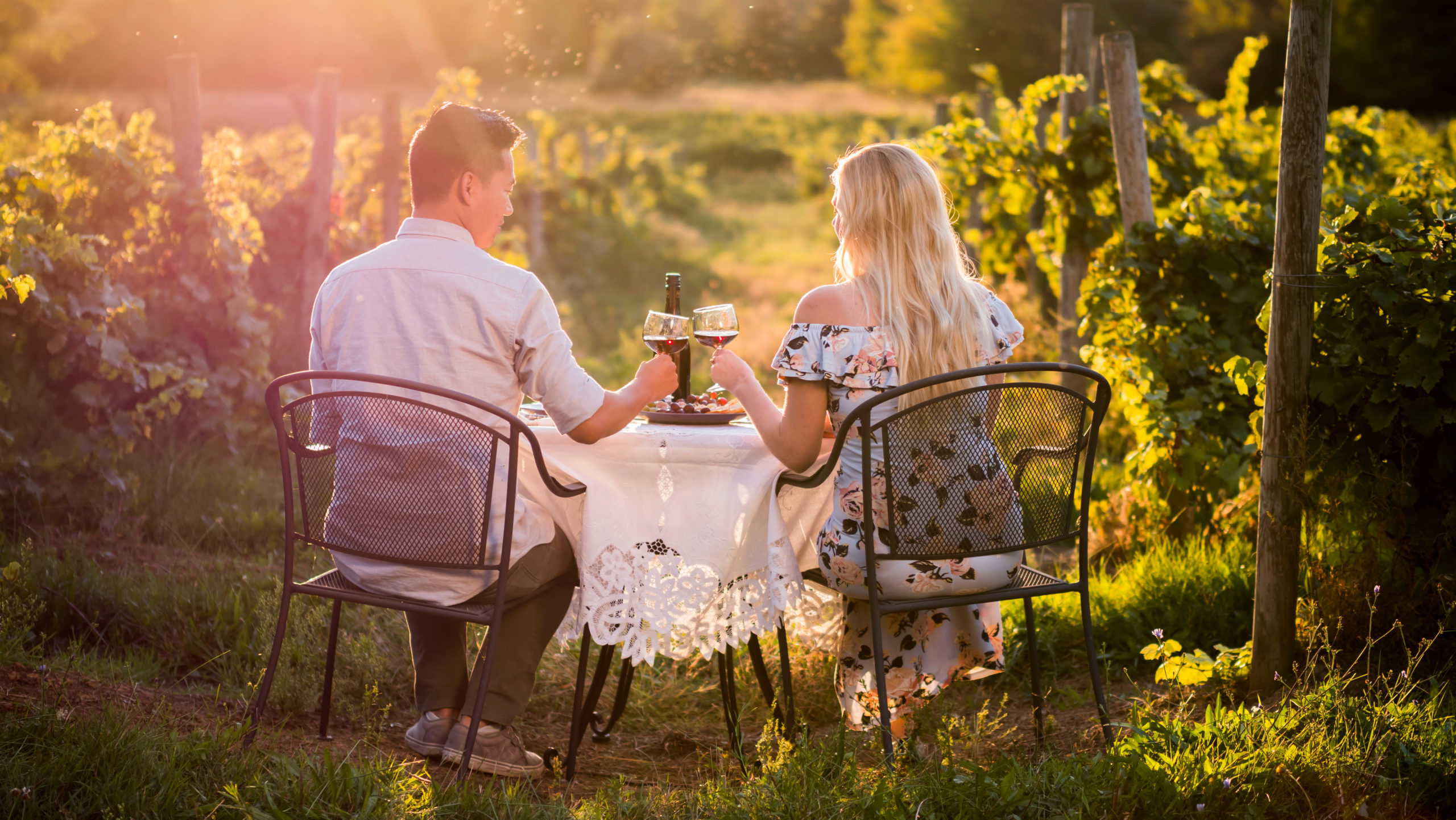 Romantic Dinner With Wine Tasting In A Place At Sunset