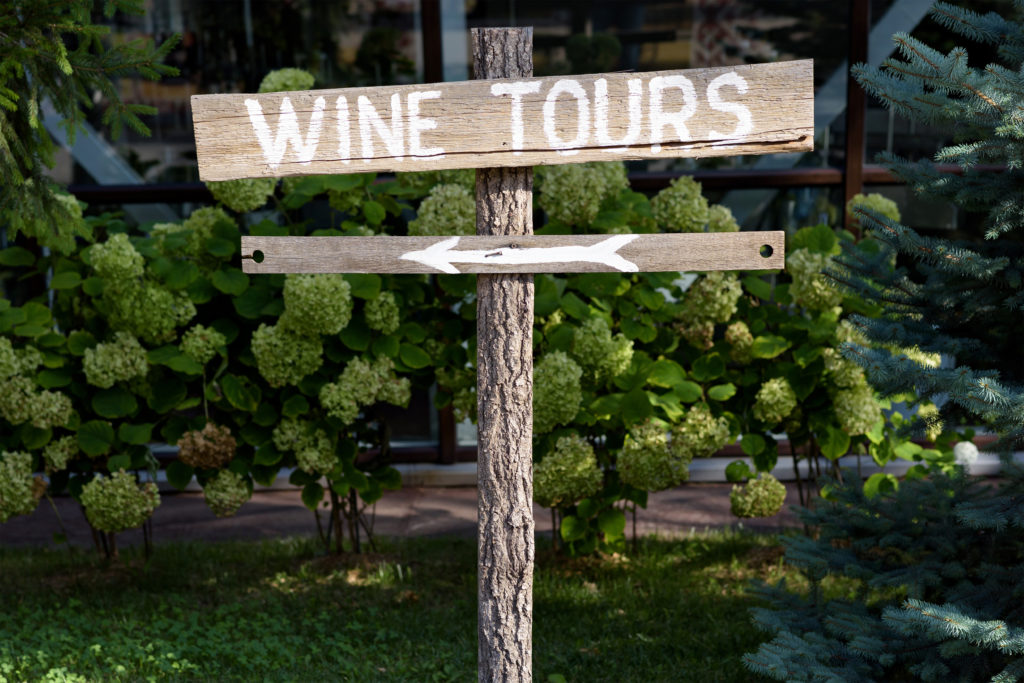 Wine Tours label on the street